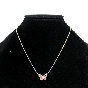 Small Rhinestone Butterfly Pendant Charm Choker Necklace